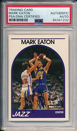 Mark Eaton Utah Jazz İmzalı / İmzalı 1989 Çemberler Kartı 155 PSA / DNA 163525-Basketbol Slabbed İmzalı Kartlar