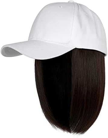 Beyzbol şapkası İle saç ekleme Düz Kısa Bob Saç Çıkarılabilir Peruk Şapka Kadın Kız Kül Sarışın Karışımı Ağartıcı Sarışın