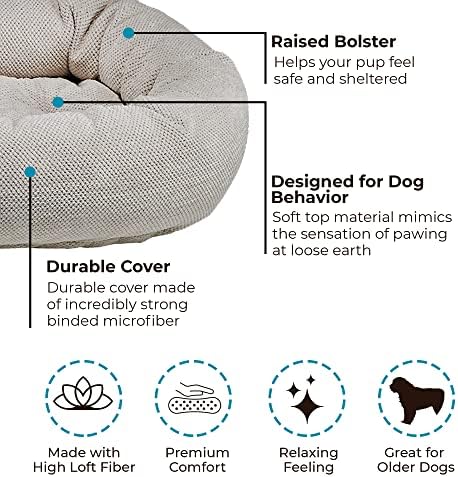 Köpekler için Bowsers Aspen Şönil Çörek Yatağı-Çıkarılabilir Püsküllü Yastık ve Aşırı Doldurulmuş Destek Halkalı Sakinleştirici Köpek