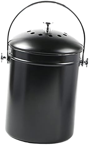 Yardwe Paslanmaz Çelik Kompost Kovası Açık Kompost Kutusu Mutfak çöp kovaları Kompost kapaklı Depolama Varil Paslanmaz Çelik Siyah