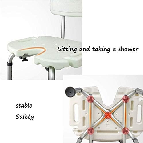KNOXC Banyo Tabureleri, banyo taburesi Banyo oturağı Kaymaz Arkalıklı banyo sandalyesi Hafif Alüminyum Ayarlanabilir Yükseklik Engelli