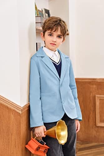PASLTER Erkek Blazer Düğme Kapatma Çentikli Yaka Rahat Çocuklar Genç Takım Elbise Ceket okul üniforması Trençkot