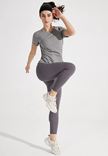 Lıbın kadın Kısa Kollu T Shirt Egzersiz Spor Koşu Tops Quck Kuru Crewneck Yoga Gömlek