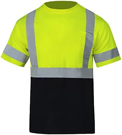 FONIRRA Yüksek Görünürlük Güvenlik T Shirt Erkekler için Yansıtıcı ANSI Sınıf 2 Kısa Kollu Hi Vis İnşaat İş Gömlek