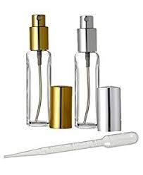 Grand Parfums Parfüm Atomizörleri, İnce Cam Şişe, Altın ve Gümüş Püskürtücüler Seyahat Atomizer ve Transfer Pipeti Hediyeli 1 Oz 30ml