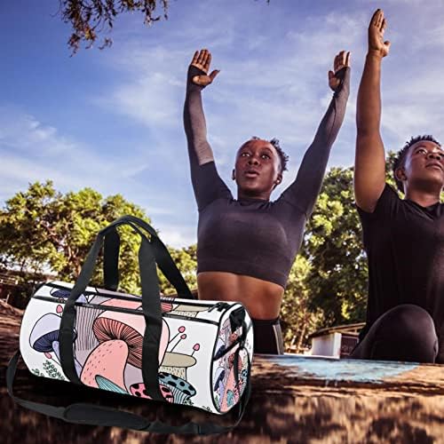 Mantar Doodle Hat Sanatı Duffel Omuz Taşıma Çantası Tuval Seyahat Çantası Spor Salonu Spor Dans Seyahat Haftasonu