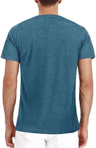 Erkek Henley Gömlek Pamuk Karışımı Kısa Kollu T-Shirt Cep Yaz Rahat Temel Nem Esneklik Tee Tops