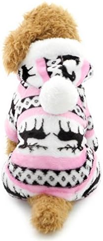 Ranphy Küçük Köpek Kedi Giysileri Erkek Kız için Yumuşak Kadife Ren Geyiği Desen Köpek Pijama Köpek Hoodie Kapşonlu Tulum Pet Pjs Noel