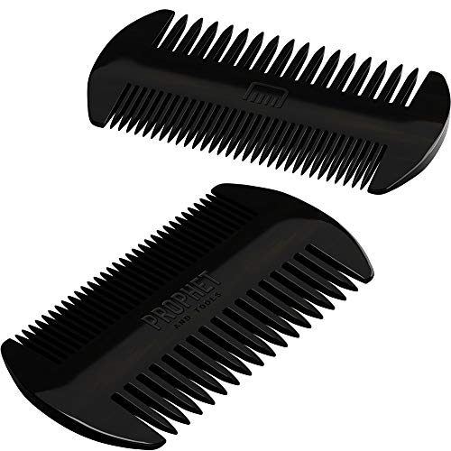 Siyah Asetat çift sakal tarağı-Dolaşık açıcı, fırçalama ve düzleştirme için mükemmel Kısa ve Uzun Sakallar-Güçlü ve dayanıklı Çift