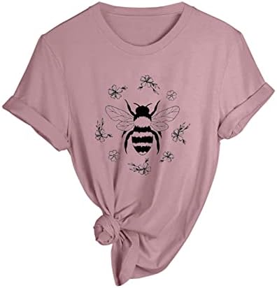Hızlı Kuru Tee Bayan İlkbahar Yaz Arılar Baskılı Kısa Kollu O Boyun T Gömlek Üst Uzun Kollu Spandex Shirt Kadın