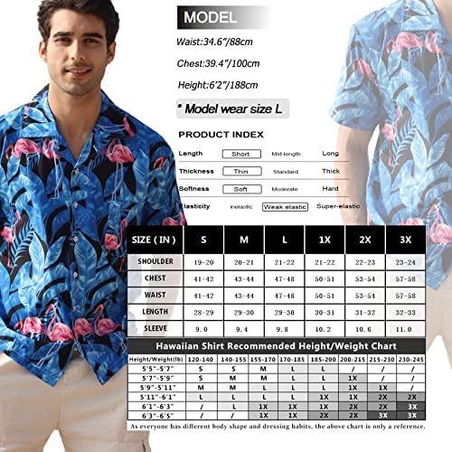 ZHPUAT erkek Funky havai gömleği Kısa Kollu Düğme Aşağı Tropikal Baskı Gömlek Plaj Partisi Tatil…