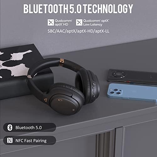 Aktif Gürültü Önleyici Kulaklıklar E600Pro, aptX Düşük Gecikmeli 80 Saat Çalma Süresi Kablosuz Kulaklık, Dahili Mikrofonlu Bluetooth