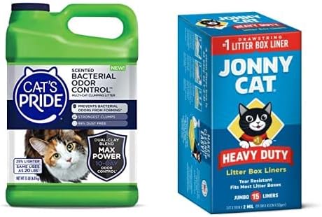 Kedinin Gururu Maksimum Güç Çöpü ve Jonny Cat 15 Kont Gömlekleri Paket: Bakteriyel Koku Kontrolü Topaklanan Multi-Cat 15 Pound ve Ağır