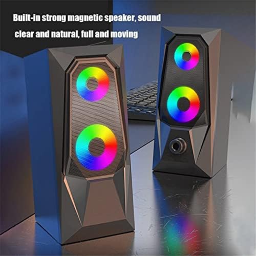 KUQIZ Bilgisayar Stereo Bilgisayar Hoparlör Bilgisayar Hoparlör 7 Renk LED Etkisi HD Ses Aydınlık RGB Masaüstü Bilgisayar Ses
