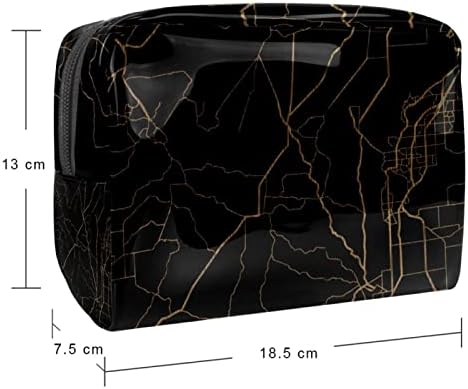 Makyaj çantası Asılı Dopp Kiti Erkekler için Suya Dayanıklı Tıraş Çantası Seyahat için, Mermer Desen Siyah Kahverengi Modern