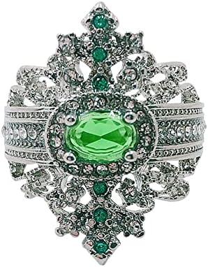 Kadın Glitter yüzük mizaç moda ziyafet kadın yüzük nişan yüzüğü yüzük Vintage (yeşil, 7)