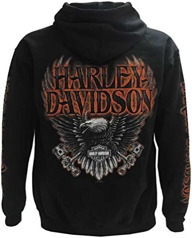 Harley-Davidson Erkek Kartal Pistonlu Uzun Kollu Svetşört, Siyah 30299949