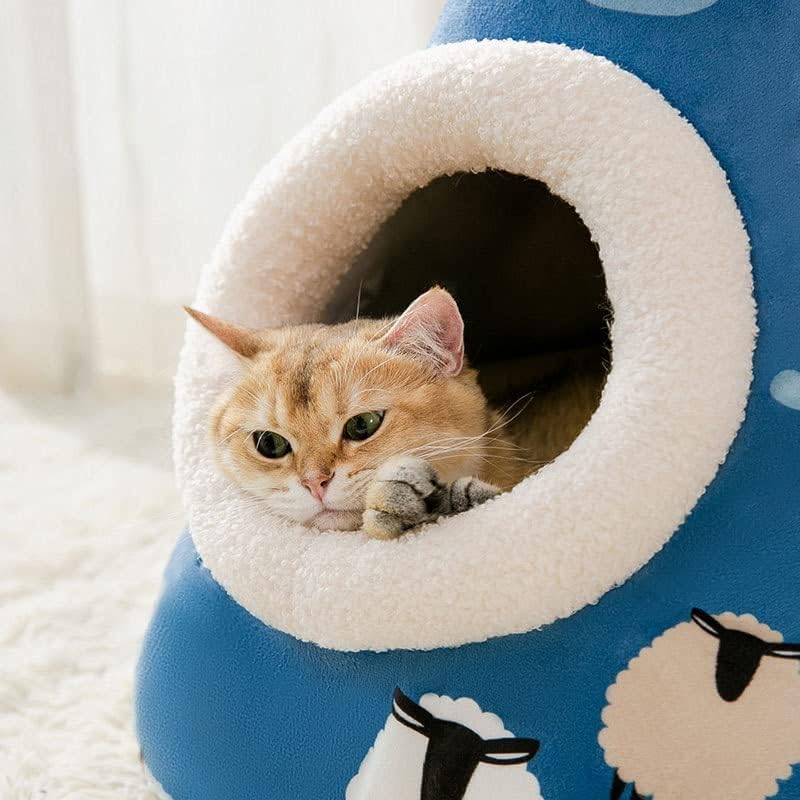 WXBDD Kedi Evi Yarı-Kapalı Pet Yatak Pet Yavru Yatak Köpek Evi Kedi Kulübesi Sıcak Köpek Evi Kedi Çadır Kedi Yatakları (Renk : E, Boyutu