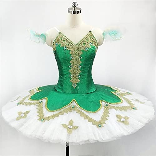 PDGJG Bale Klasik Yeşil Profesyonel Sahne Kostümleri Elbise Bale Gözleme Performans Kadınlar için (Renk: Resim Rengi, Boyut: XL Kodu)