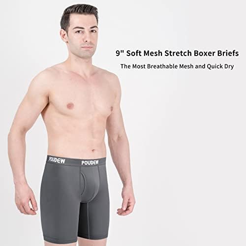 POUDEW Erkek İç Çamaşırı Aktif Performans Mesh Boxer Külot (Normal veya Uzun Bacak), 5'li Paket