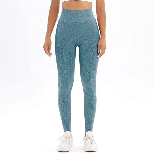 FİRERO Bayan Tayt Popo Kaldırma Dikişsiz Yoga Tayt Ganimet Yüksek Belli Düz Renk İnce Spor Egzersiz Yoga pantolonu