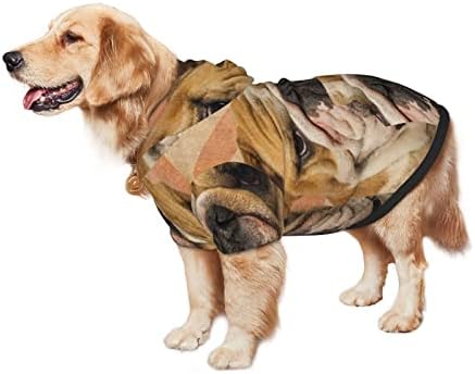 Büyük Köpek Hoodie İngilizce-Bulldog-Vintage-İNGİLTERE Bayrağı Evcil Hayvan Giysileri Kazak Şapka ile Yumuşak Kedi Kıyafet Ceket Küçük