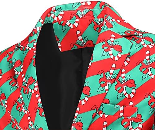 WOCACHİ Noel Blazer Mens için, çirkin Noel Baba Kar Tanesi Smokin Takım Elbise Ceket Bir Düğme Yaka Parti Blazers