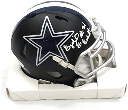Ezekiel Elliott İmzalı Dallas Cowboys Düz Mat Siyah Mini Kask Beckett Tanık İmzalı NFL Mini Kask