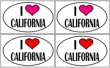 California Çıkartmalarını Seviyorum | 4 Paket Devlet Severler için Dayanıklı ve Su Geçirmez Çıkartmalar / 4” G x 6 L Boyutu | Arabalar