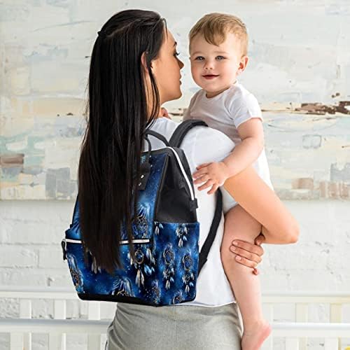 Mavi Dreamcatcher bebek bezi çantası Sırt Çantası Bebek Bezi Değiştirme Çantaları Çok Fonksiyonlu Büyük Kapasiteli Seyahat Çantası
