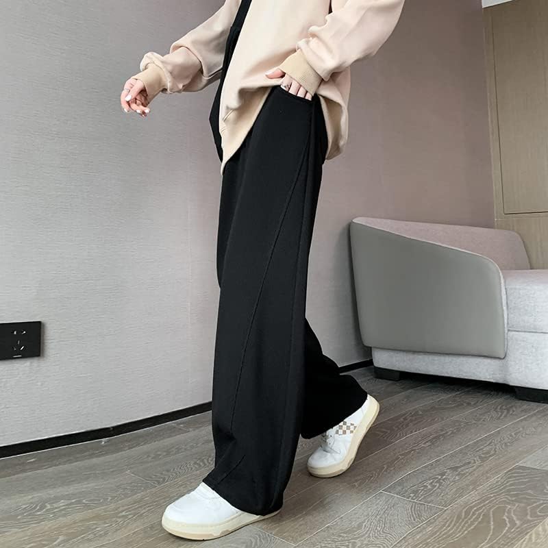 Kadın Geniş Bacak Pantolon Rahat Sweatpants Elastik Bel İpli ile Rahat Salon Akıcı cepli pantolon
