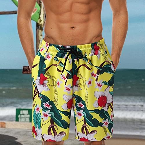 ZDDO Yaz Kurulu Şort Mens Hawaii Yapraklar Çiçek Baskı erkek mayoları Gevşek Fit Casual Yüzmek plaj şortu
