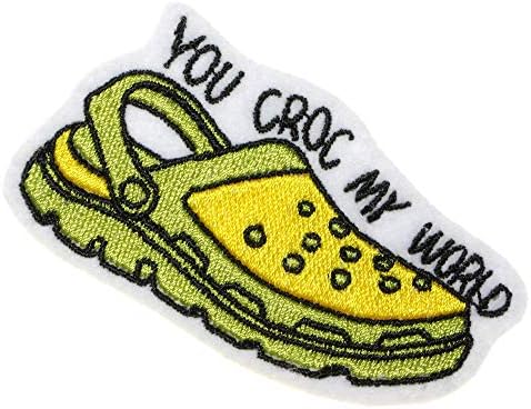 JPT-Sen Croc Benim Dünya Ayakkabı Terlik İşlemeli Aplike Demir / Yamalar üzerinde Dikmek Rozeti Sevimli Logo Yama Yelek Ceket Gömlek