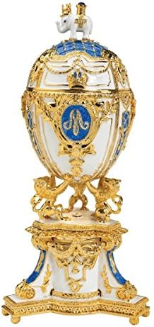 Tasarım Toscano QF3069 İmparatoriçe Galina Romanov Stil Koleksiyon Emaye Yumurta, 9 İnç, Kalay, Beyaz