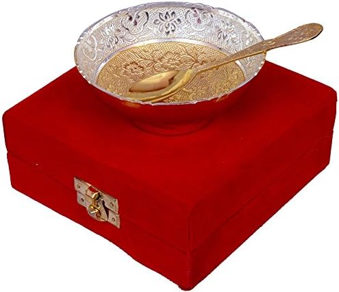 Jaipur Ace Gümüş Altın Kaplama Pirinç Kase (Absg00063) Çok Renkli