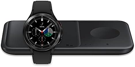 SAMSUNG Galaxy İzle 4 Klasik 46mm Smartwatch Bluetooth, Siyah (ABD Versiyonu) Kablosuz Şarj Cihazı Hızlı Şarj Pedi Duo (2021), Siyah