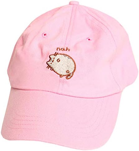 Pusheen Kedi İşlemeli Ayarlanabilir Strapback Beyzbol Şapkası Şapka-Pembe