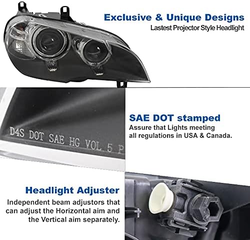 ZMAUTOPARTS Projektör Far Far Siyah Yolcu Tarafı ile Uyumlu 2011-2013 BMW X5 [Fabrika HID / AFS]
