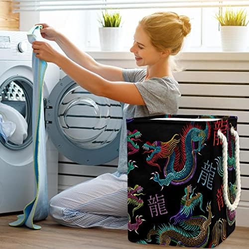 Inhomer Ejderha Desen Büyük çamaşır sepeti Su Geçirmez Katlanabilir Giysi Sepeti Sepeti Giyim Oyuncak Organizatör, ev Dekor Yatak Odası