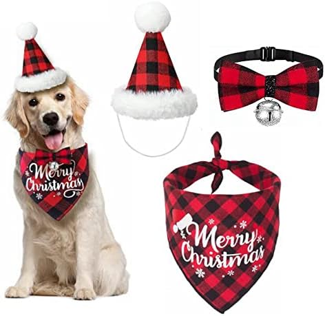 Pet Noel Kostüm-Noel Kedi Yaka Çan ve Santa Şapka Kedi noel kıyafeti Kostüm Takım Elbise Kediler ve Küçük Köpekler için
