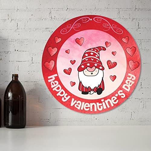 Sevgililer Günün Kutlu Olsun Gnome Pembe Kalp Yuvarlak Metal Tabela Pembe Kalp Metal Tabela 12in Kırmızı Güller Kalp Burcu Hoş Geldiniz
