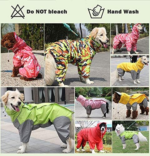 TFENG Köpek Yağmurluk Su Geçirmez Yağmur kapüşonlu ceket ve Yaka Delik Açık Ayarlanabilir İpli Çoğu Köpek için Camo Pembe Boyutu 14