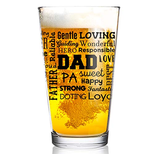 İlham verici Kelimelerle Baba bira Bardağı (Ön ve Arka) / Baba için Doğum Günü Hediyesi / Baba için Havalı bira bardağı, Üvey Baba