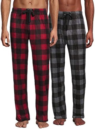 Şanslı Marka Erkek Pijama Pantolon-Ultra Yumuşak Polar Uyku ve dinlenme pantolonu (2'li Paket)