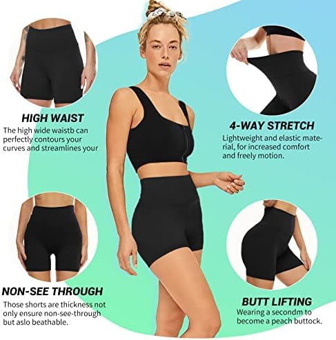 NexıEpoch 4 Paket Biker Şort Kadınlar için Yüksek Bel-5 Tereyağlı Yumuşak Spandex Siyah Yoga Şort Yaz Atletik Egzersiz