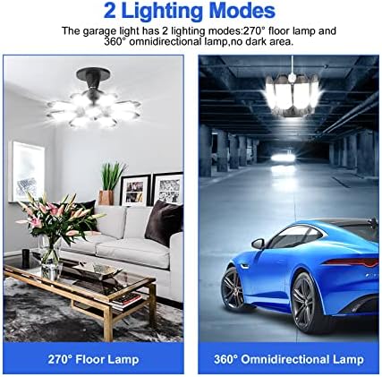 LUCORUSC LED garaj ışığı s 2 Paket 250 W garaj ışığı Süper Parlak Deforme LED garaj tavan ışığı 8 Ayarlanabilir Panel ile garaj tavan