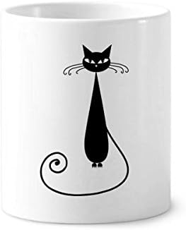 Hayvan sanat anahat siyah kedi sevgilisi Cadılar Bayramı diş fırçası kalem tutucu kupa seramik Stand kalem Kupası