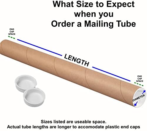 Kapaklı Posta Tüpleri, 1,5 inç x 18 inç kullanılabilir Uzunluk (4'lü Paket) / Tubeequeen