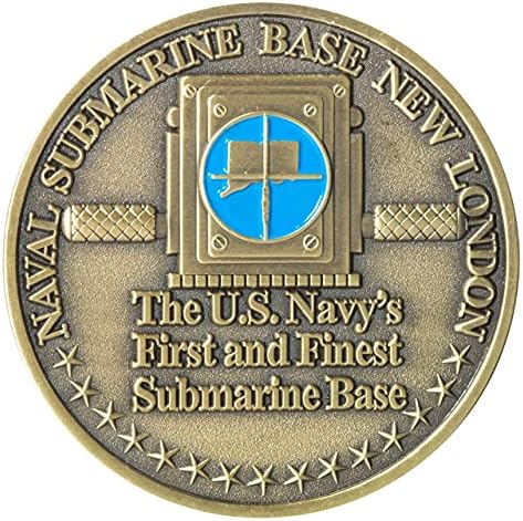 Amerika Birleşik Devletleri Deniz Denizaltı Üssü Yeni Londra Mücadelesi Coin ve Mavi Kadife Ekran Kutusu