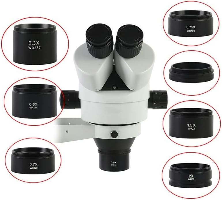 Mikroskop Aksesuarları 0.3 X 0.5 X 0.7 X 0.75 X 1X 1.5 X 2X Trinoküler Stereo Mikroskop Objektif Lens Laboratuar Sarf Malzemeleri (Renk: